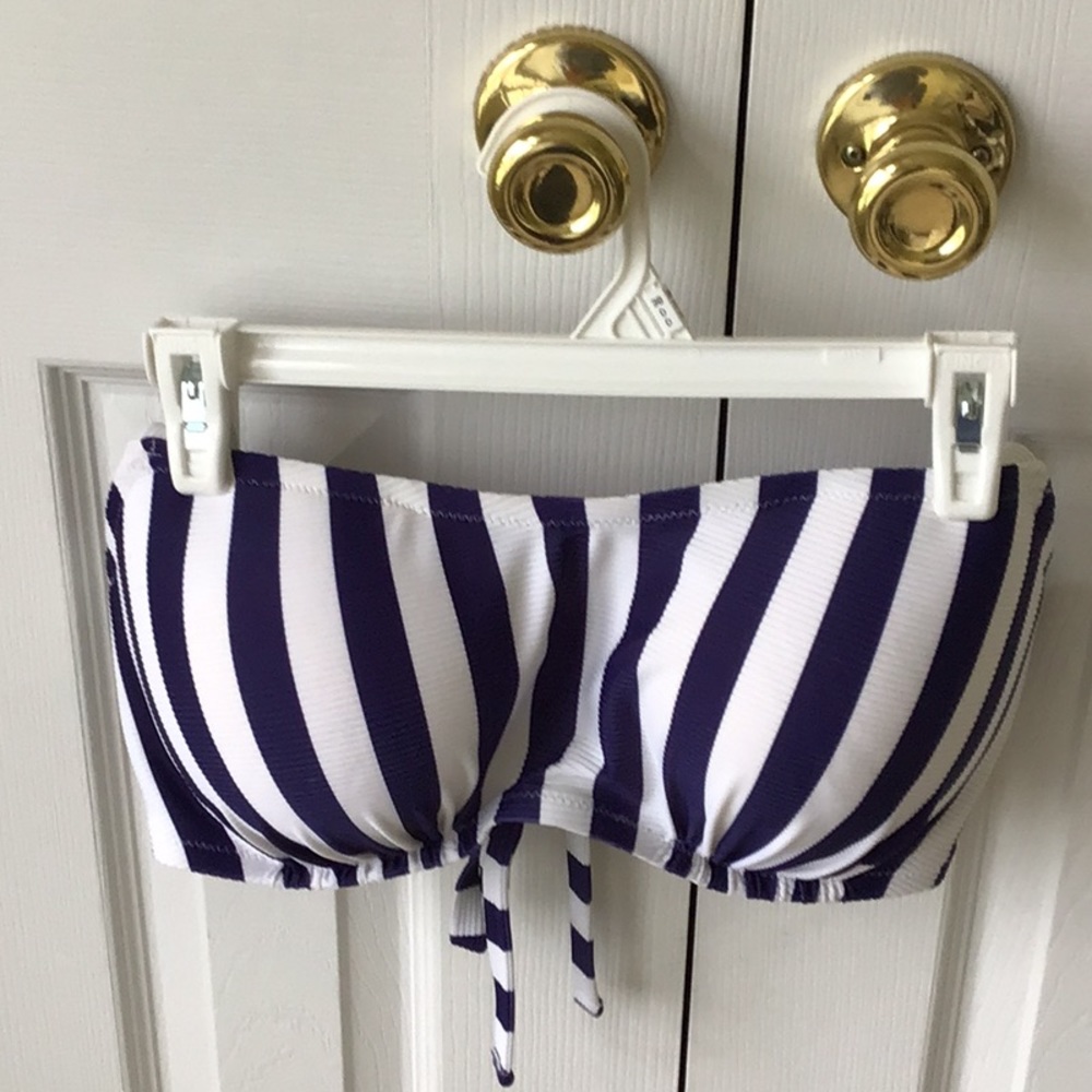 Shade and Shore blue and white stripe bikini top
